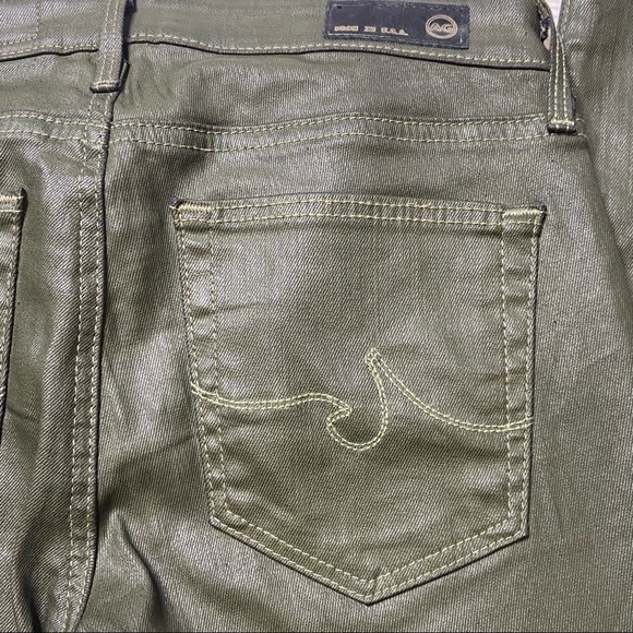 AG Jeans The Absolute Legging Extreme Skinny Jeans In Waxed Olive Green Sz 25 26 - Picture 9 of 11